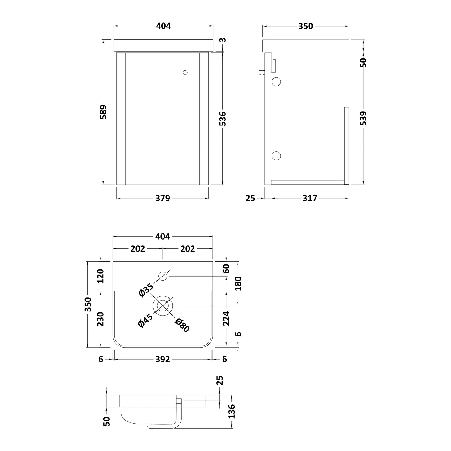 Fairford Crayo 400mm Gloss White Wall Hung Vanity Unit