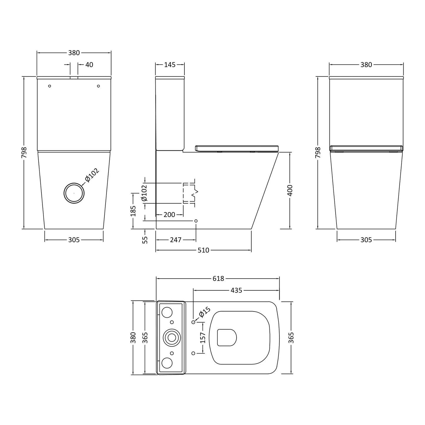 Fairford Grove Pure Back To Wall Toilet with Soft Close Seat