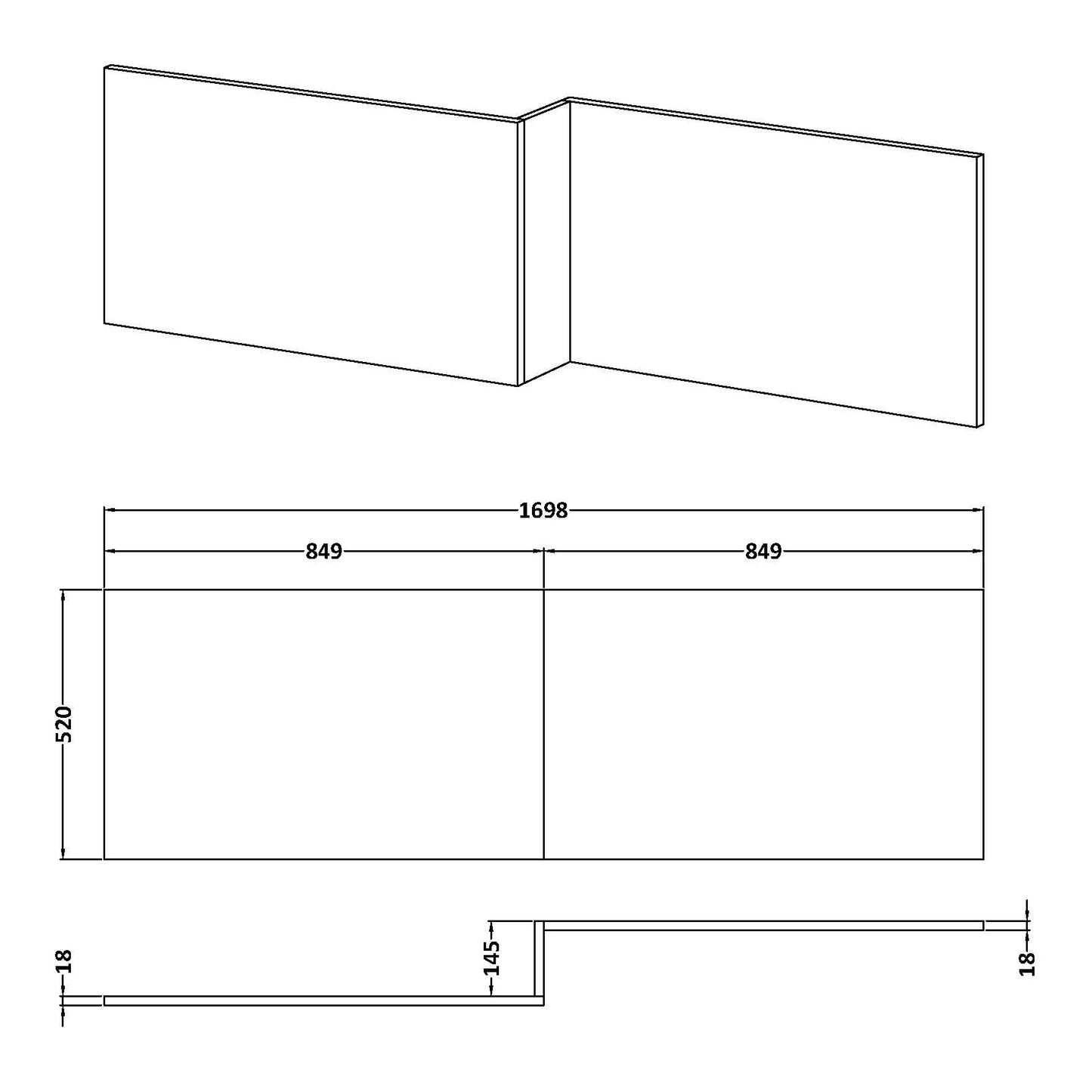 Fairford Solace Oak 1700mm L Shaped Bath Panel