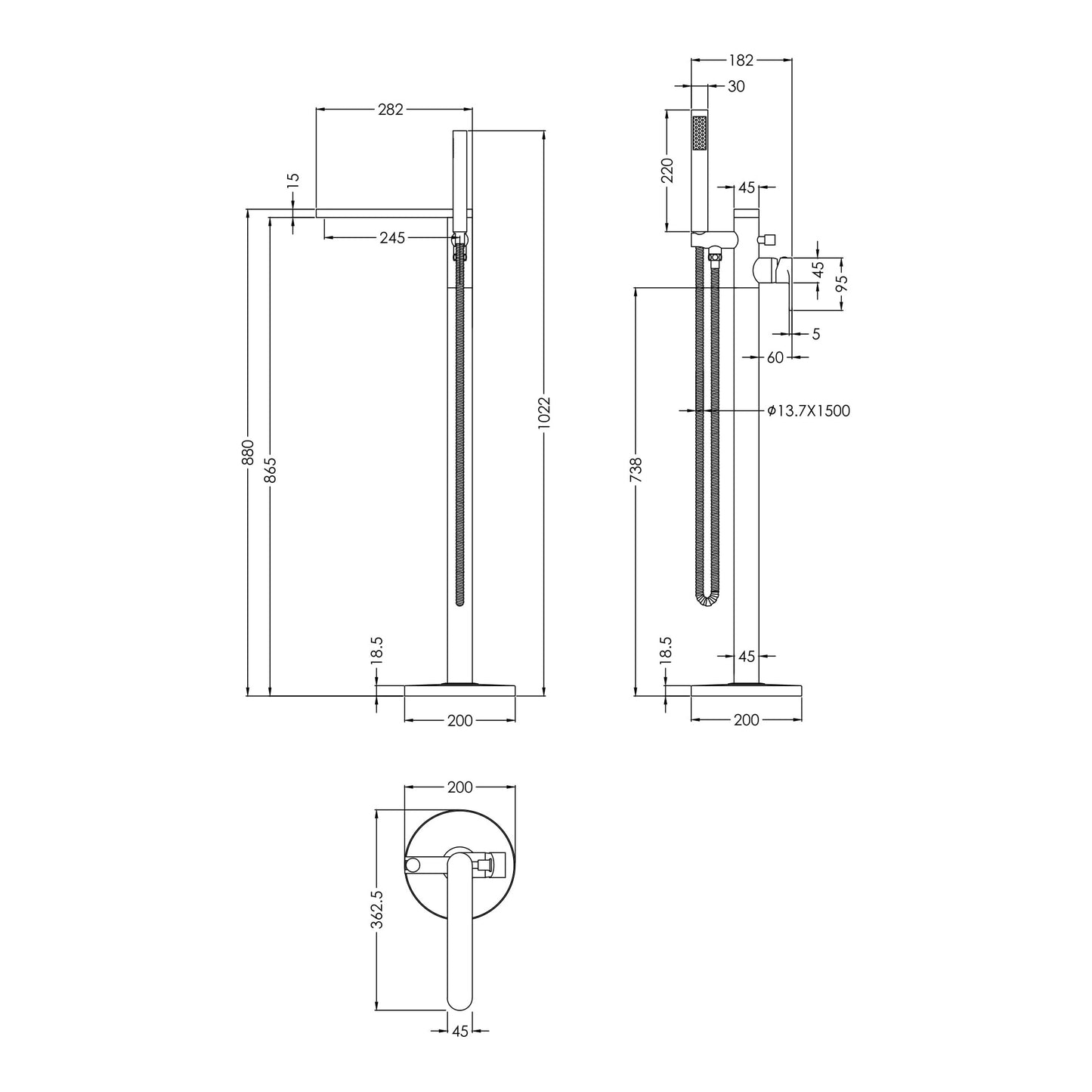 Fairford Una 2 Brushed Brass Freestanding Bath Shower Mixer