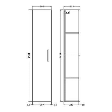 Fairford Aspri Soft Black 300 x 1435mm Tall