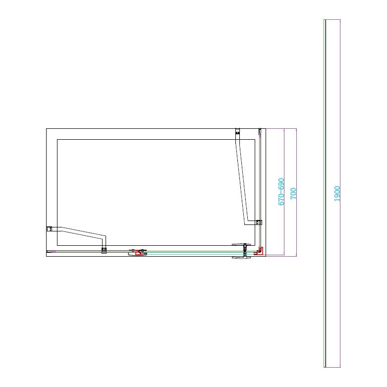 Fairford 8mm Frameless 700mm Brushed Brass Side Panel - For Hinged Door
