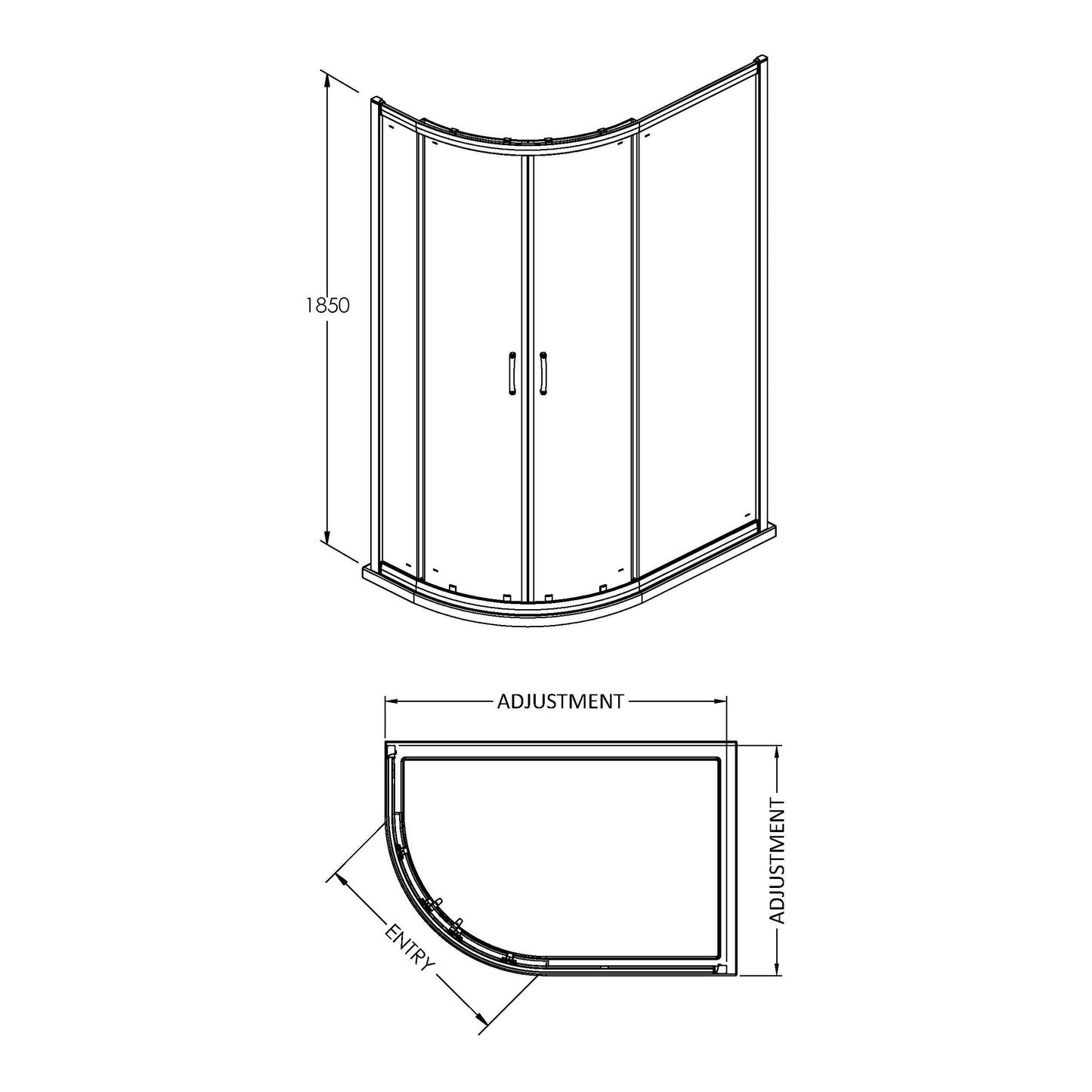 Fairford 5mm 1200 x 900mm Chrome Offset Quadrant Shower Enclosure