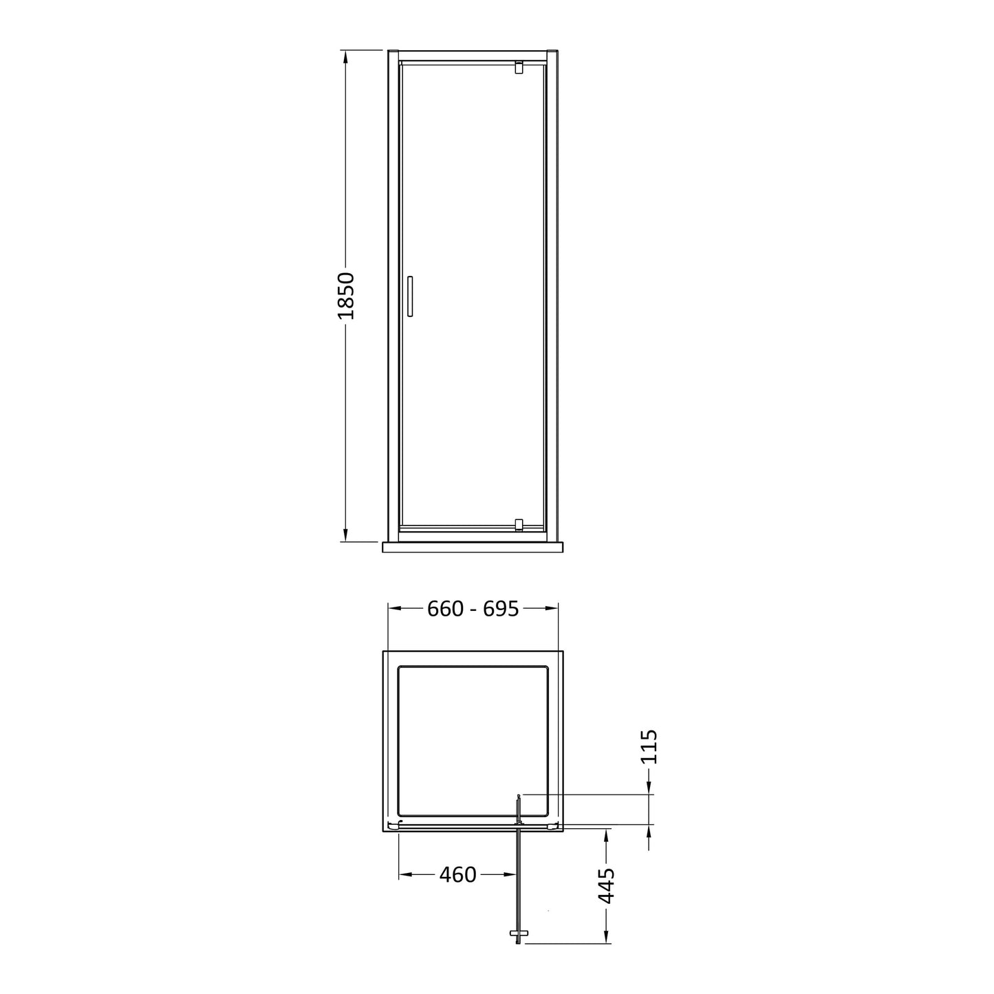 Fairford 5mm 700mm Chrome Pivot Shower Door