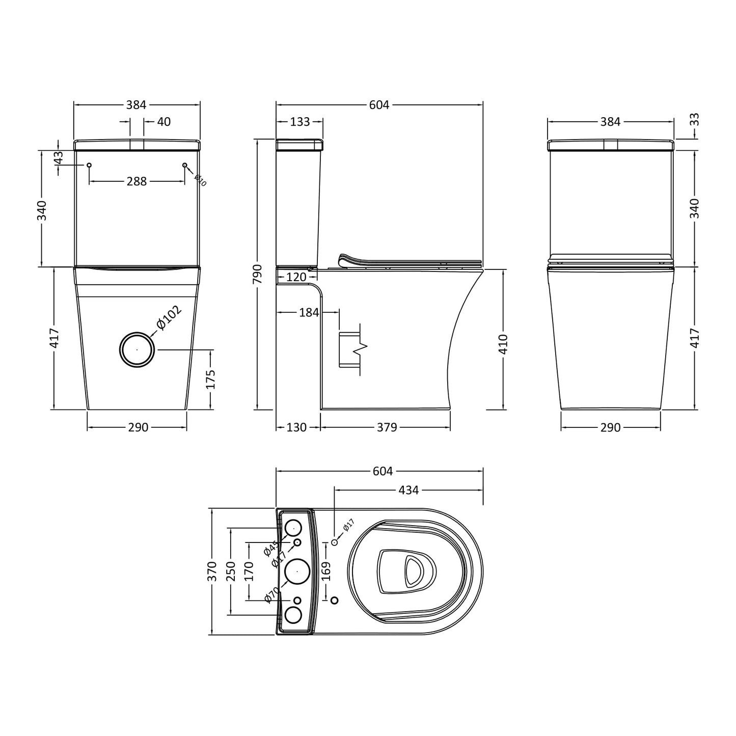 Fairford Sierra Closed Back Close Coupled Toilet with Soft Close Seat