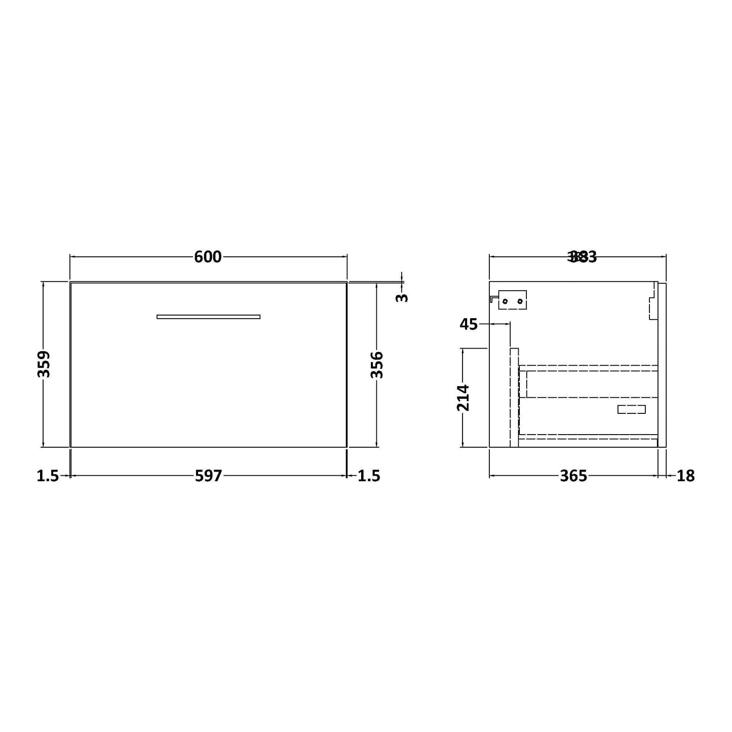 Fairford Aspri Solace Oak 600mm 1 Drawer Wall Hung Vanity Unit