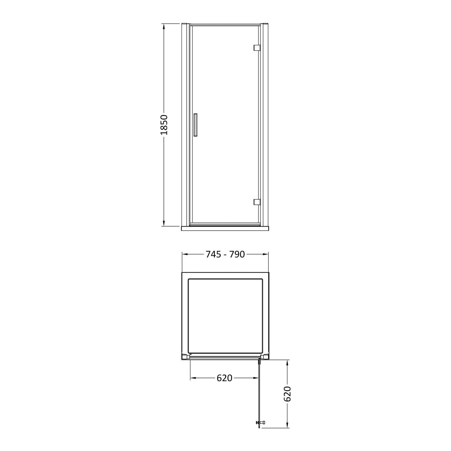 Fairford 6mm 800mm Hinged Shower Door