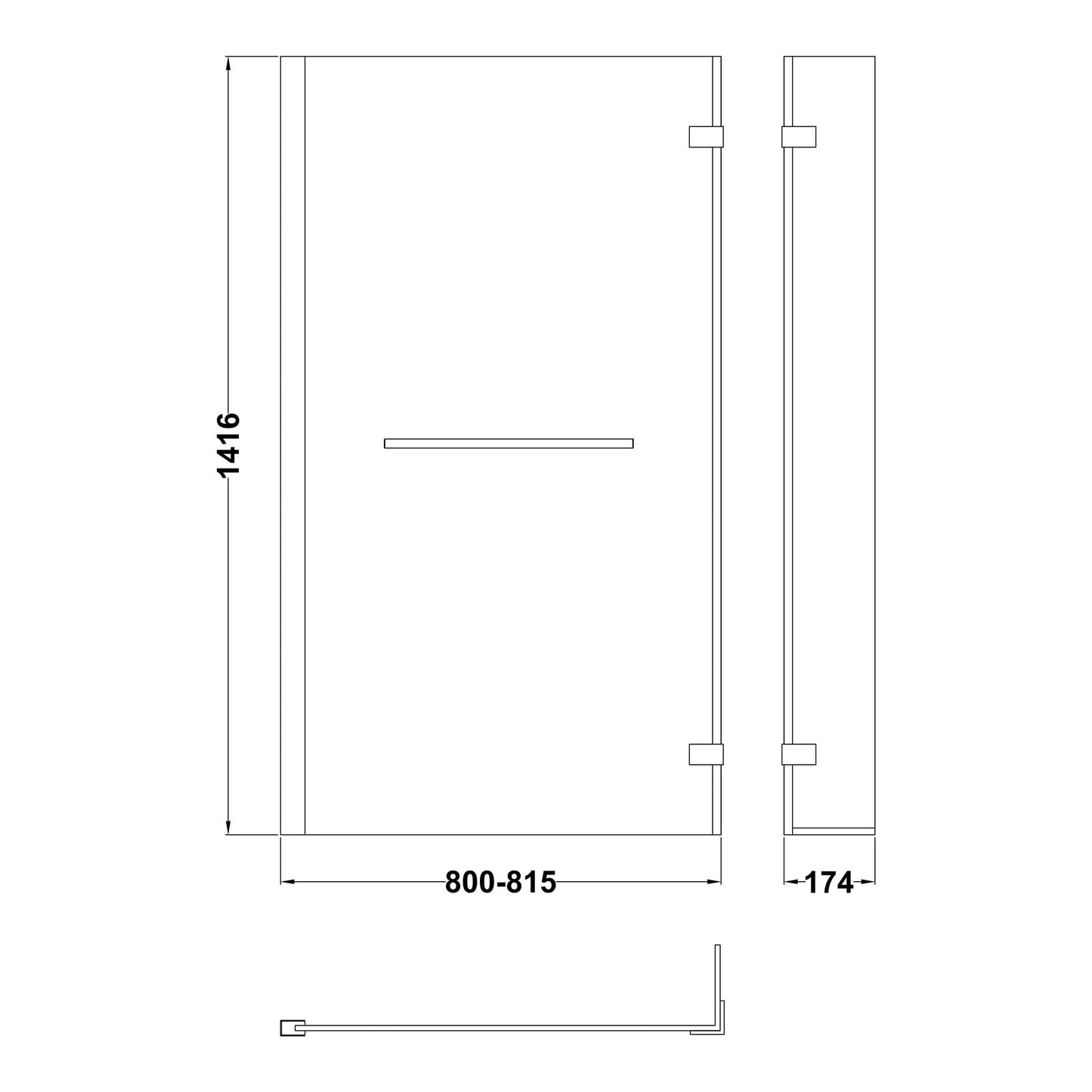 Fairford 6mm L Shaped Shower Bath Screen, Fixed at Wall with End Hinge