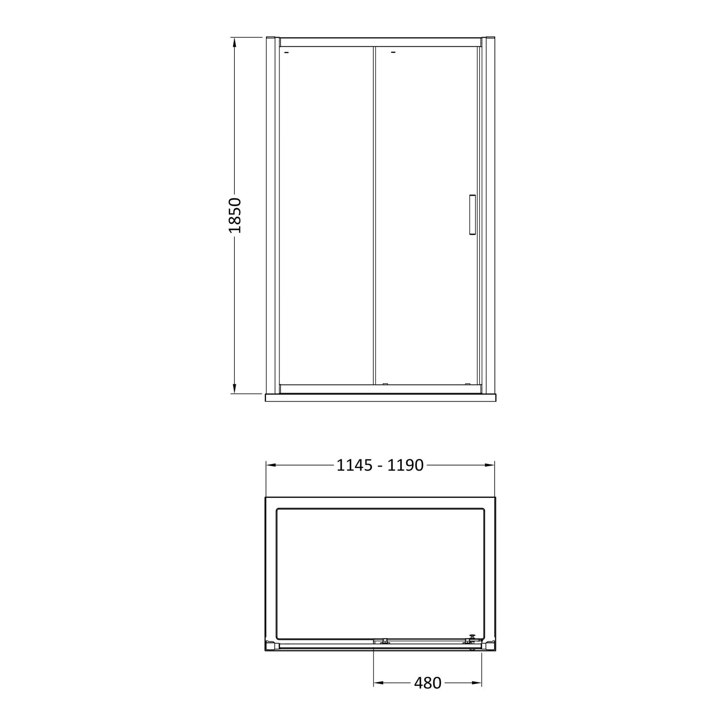 Fairford 6mm, 1200mm Sliding Shower Door