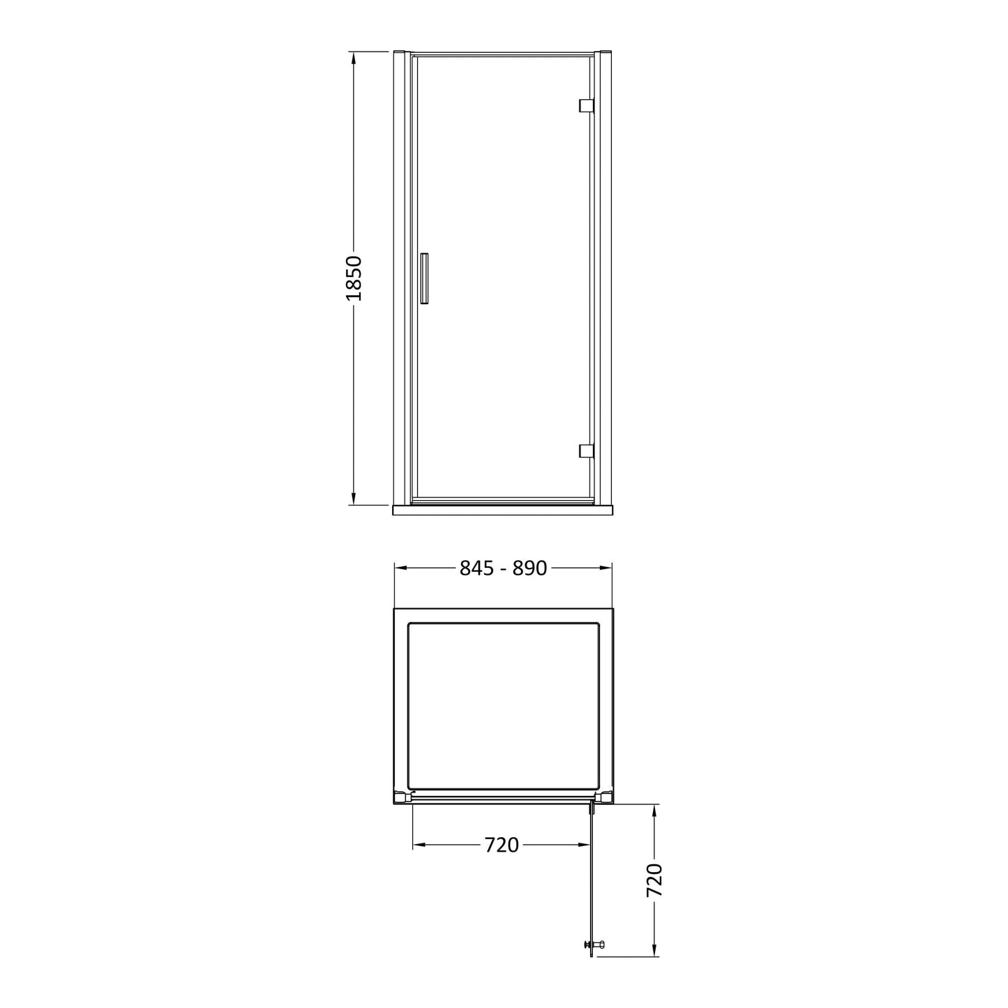 Fairford 6mm, 900mm Hinged Shower Door