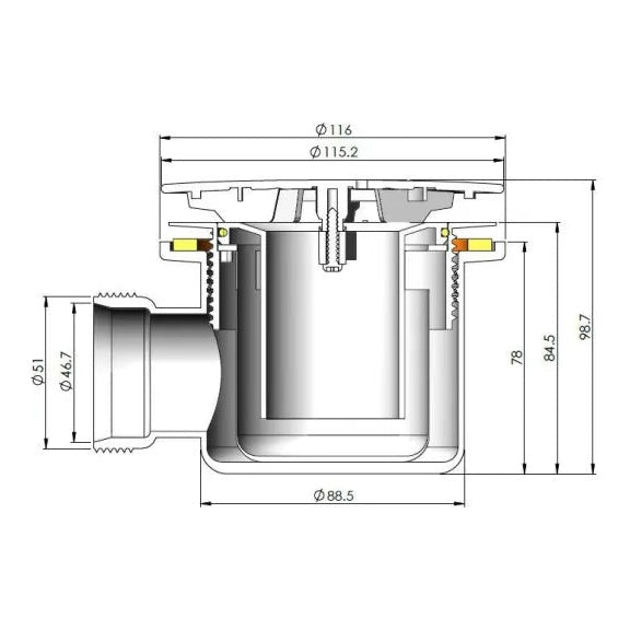 Fairford 90mm Fast Flow Shower Tray Waste, Chrome