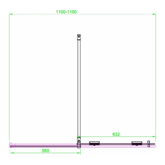 Fairford 8mm Frameless 1200mm Matt Black Sliding Shower Door