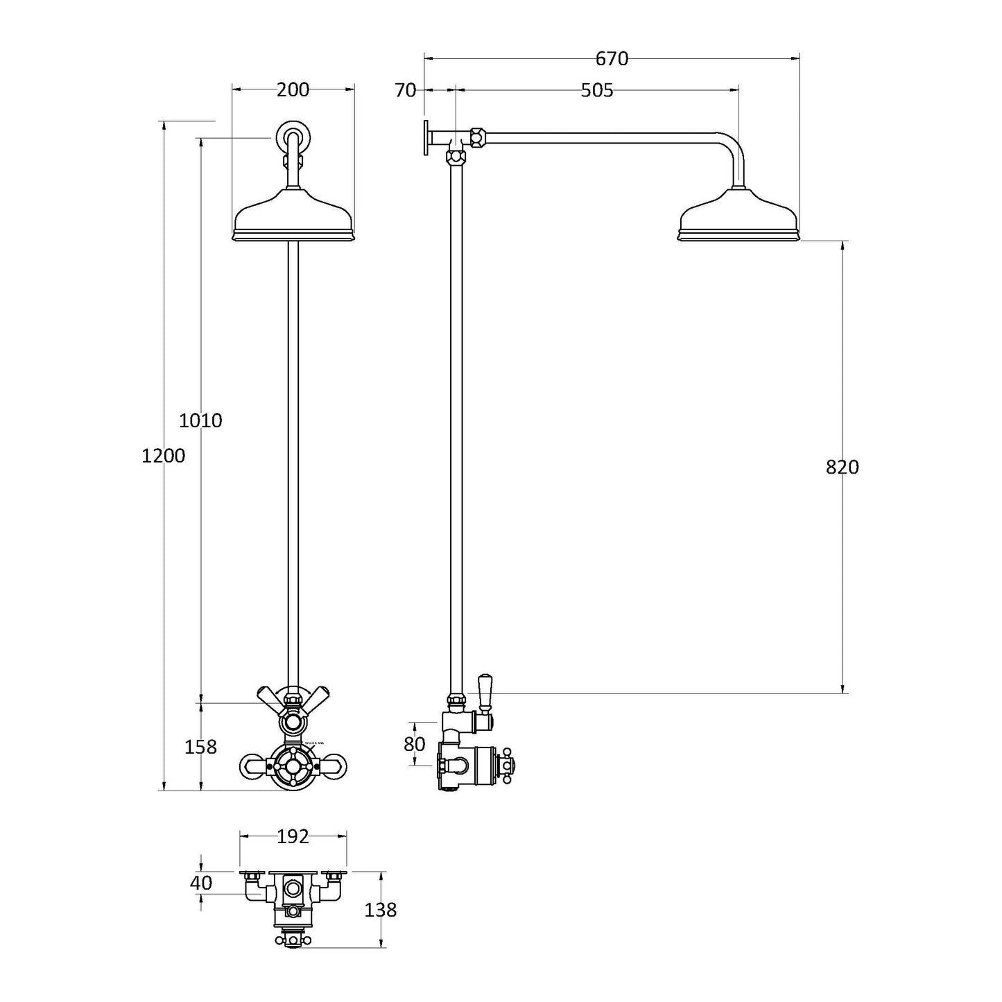 Fairford Winchester Pro Brushed Brass Dual Outlet Shower Kit