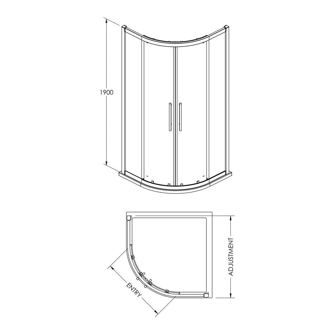 Fairford 8mm Matt Black Lined, 1000 x 1000mm Quadrant Enclosure