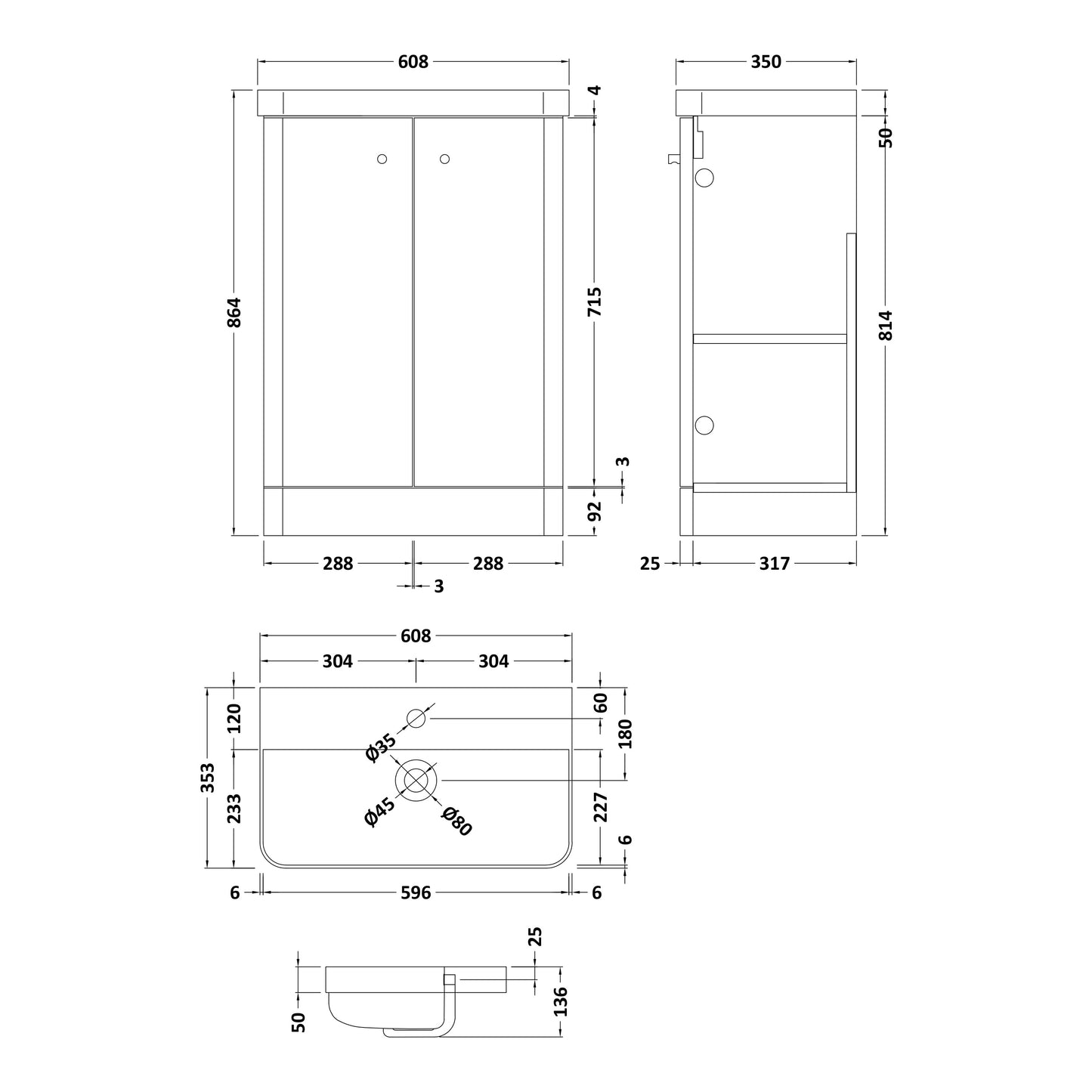 Fairford Crayo Satin Green 600mm 2 Door Floorstanding Vanity Unit
