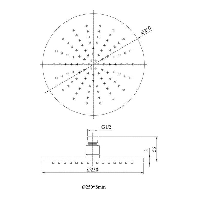 Fairford Element 5 Brushed Brass 250mm Shower Head