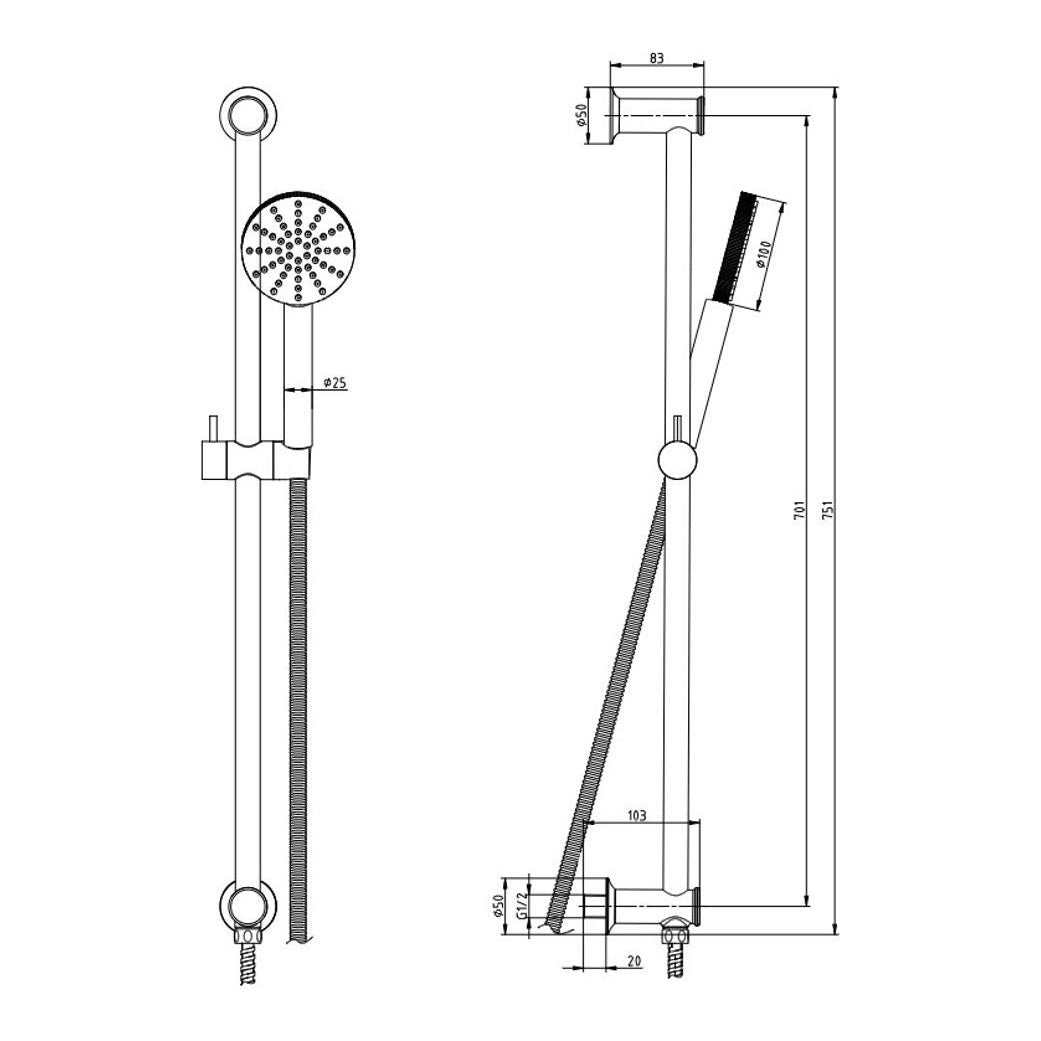 Fairford Element Gunmetal Slide Rail Kit
