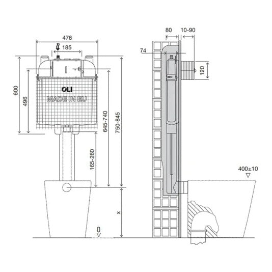 Fairford Klar Reduced Height Concealed Cistern