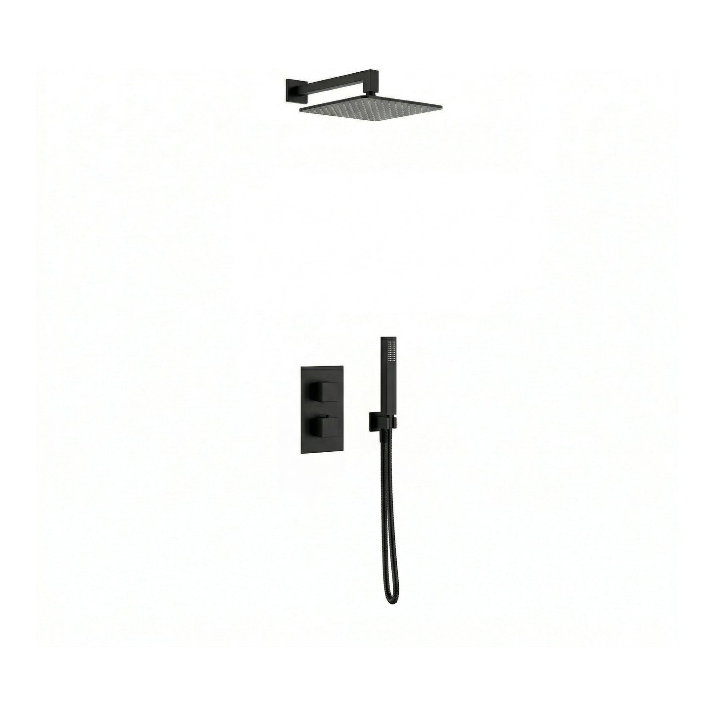 Fairford Una Matt Black Concealed Shower Kit with Overhead and Handset