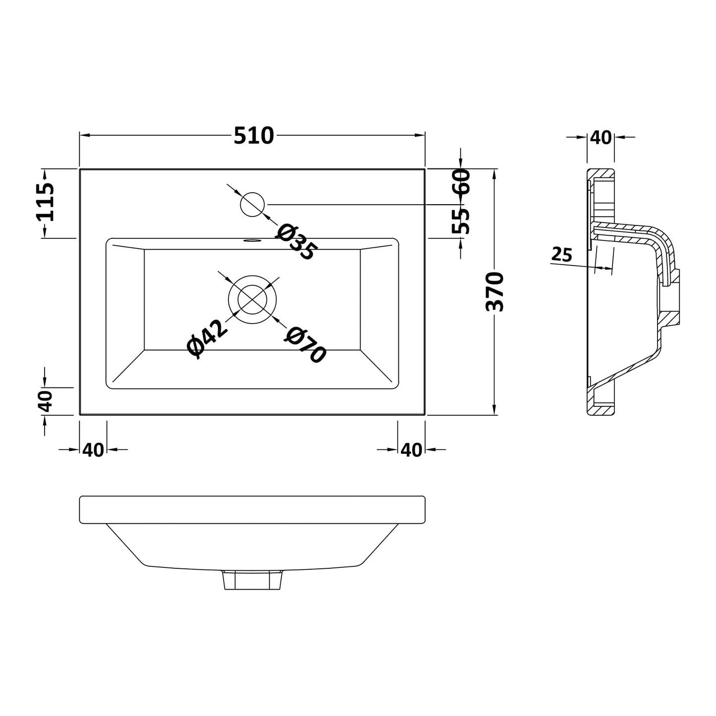 Fairford Union 500mm Ceramic Basin