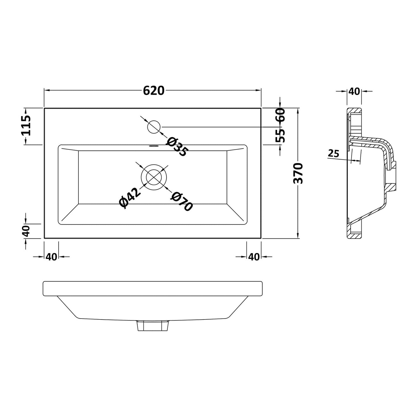 Fairford Union 600mm Ceramic Basin