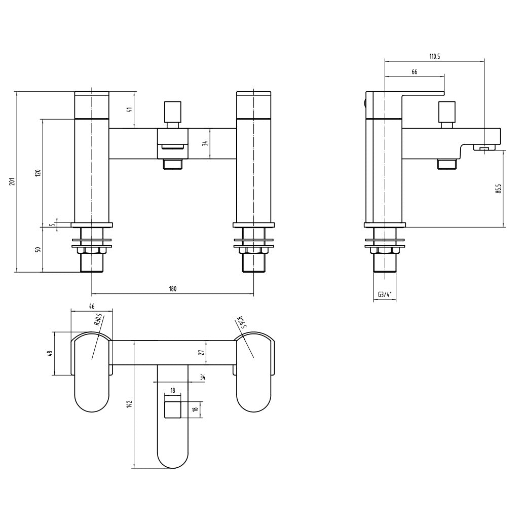 Rivato Sesia Bath Shower Mixer