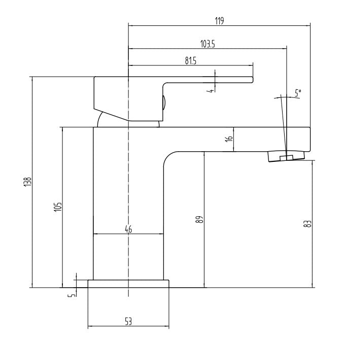 Rivato Sesia Black Basin Mixer with Push Button Waste