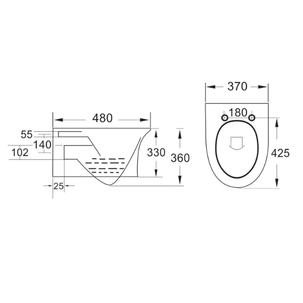 Fairford Tiene Rimless Wall Hung Toilet With Slim Soft Close Seat