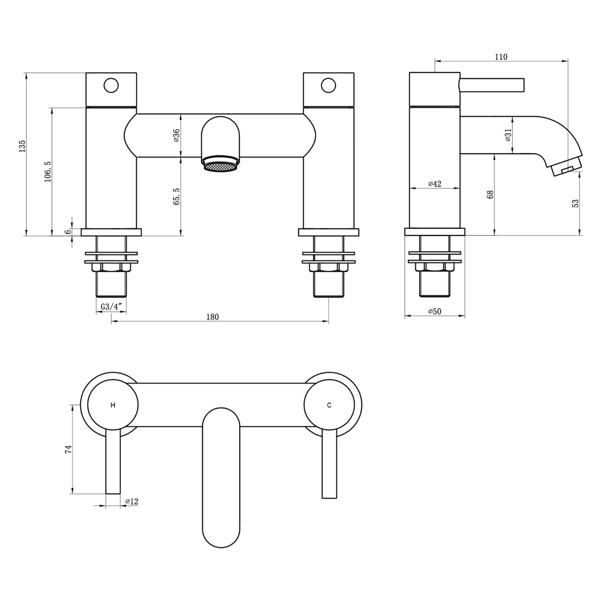 Fairford Element 5 Black Bath Filler