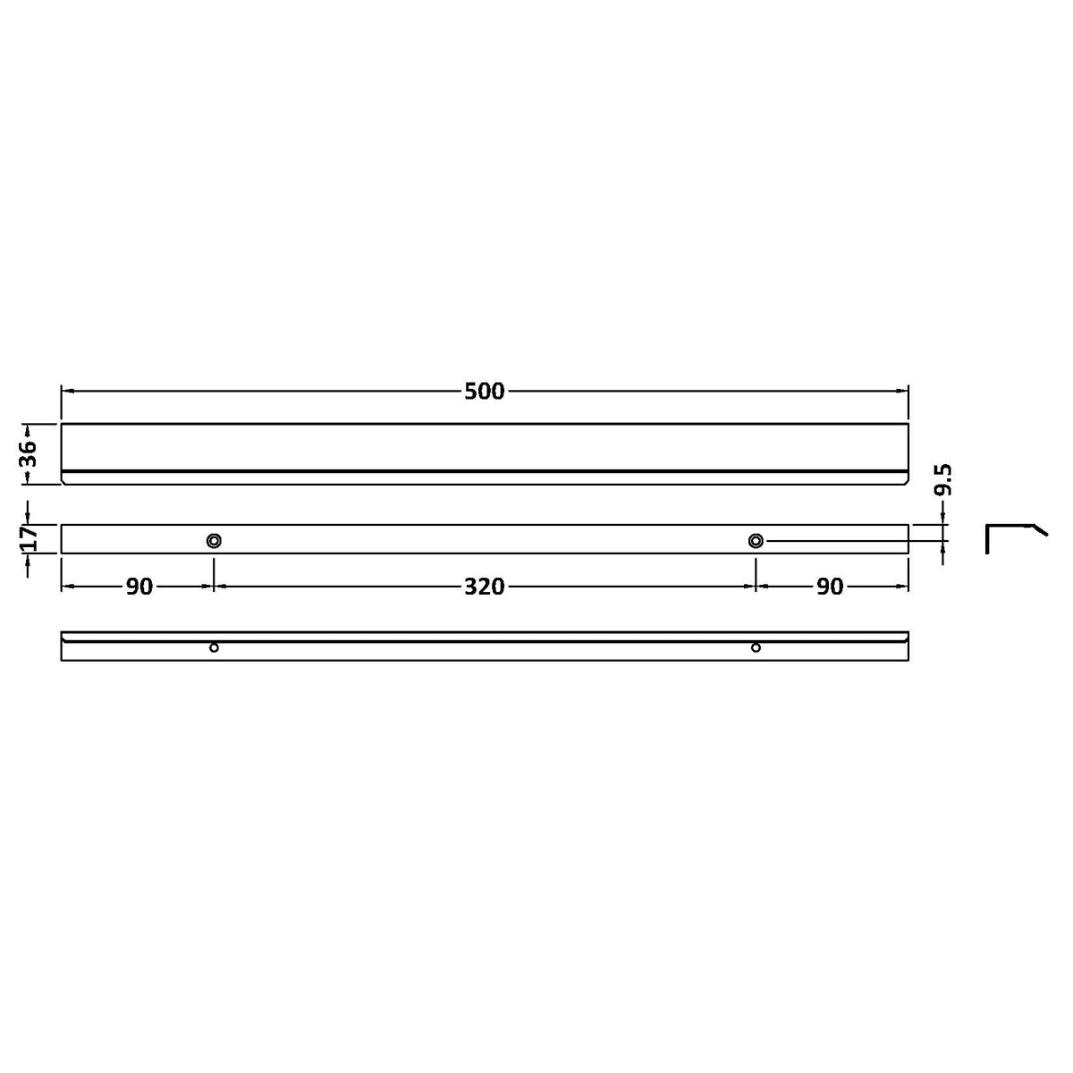 Fairford Matt Black 500mm Finger Pull Handle