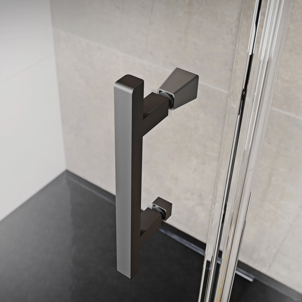 Fairford Pro 8 Black 1000mm Frameless 8mm Hinged Shower Door