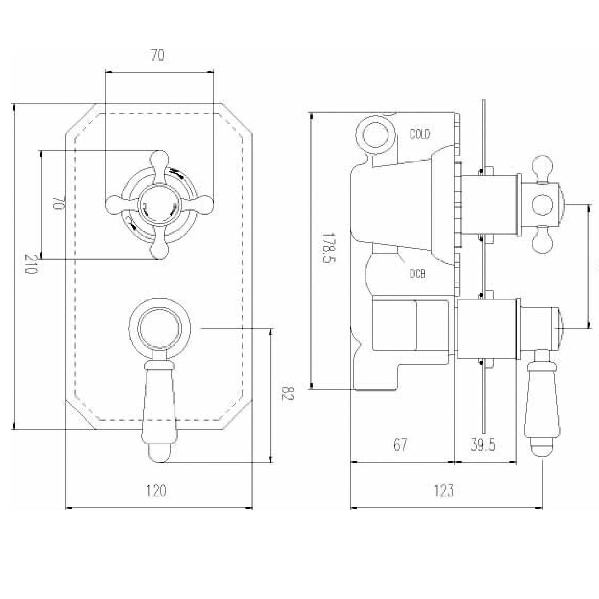 Fairford Hampden Concealed Twin Shower Valve, 1 Outlet