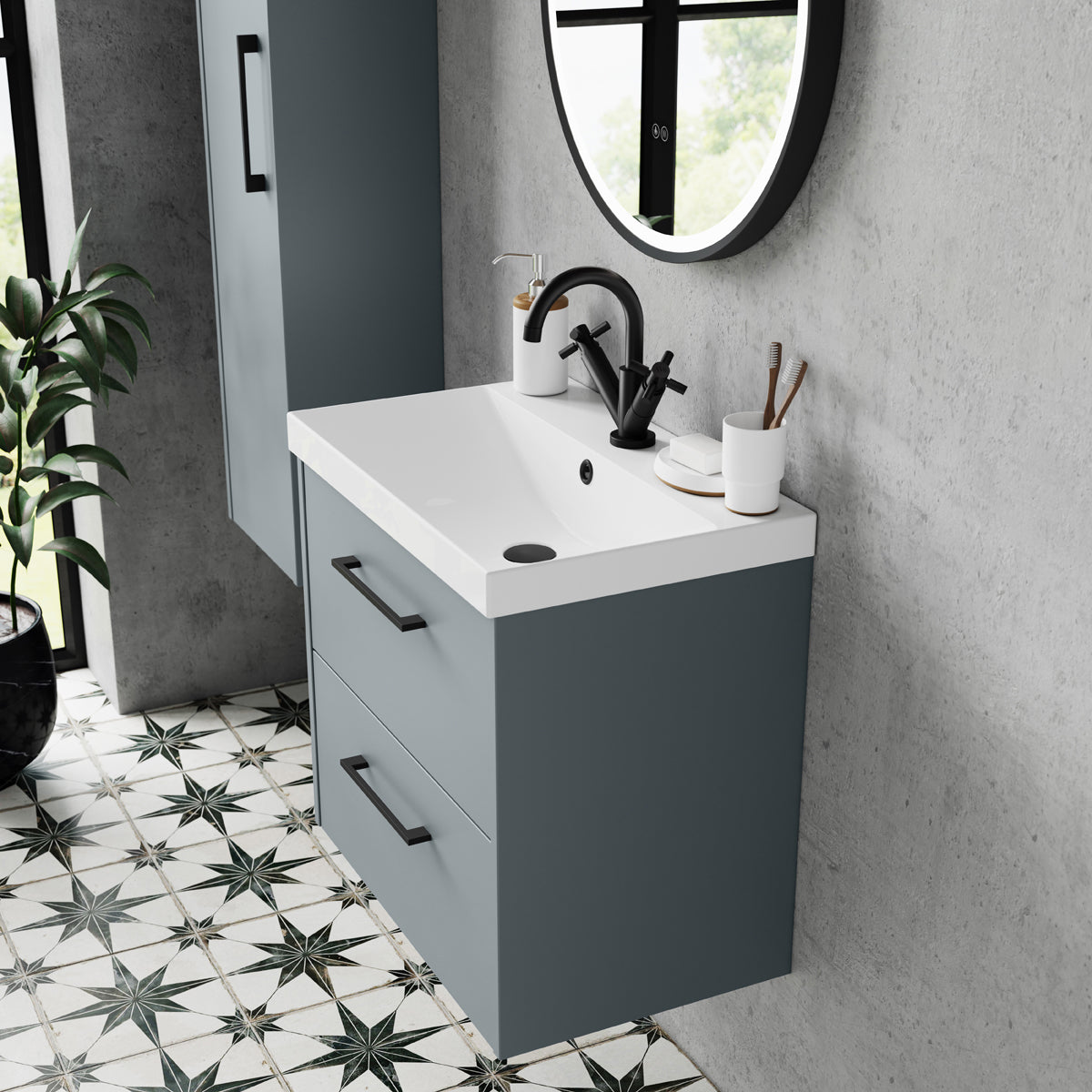 Fairford Anika 800mm Matt Grey 1 Drawer Wall Hung Vanity Unit