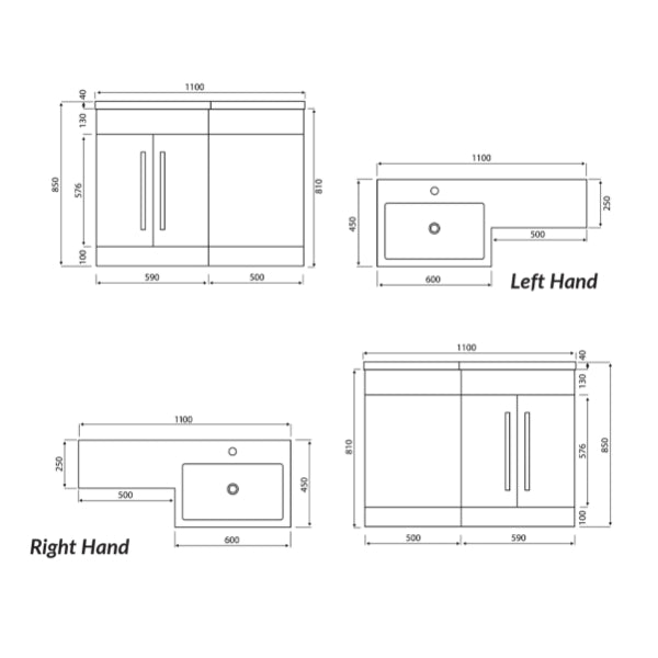 Fairford Resonance 1100mm Anthracite Left Hand Combination Pack