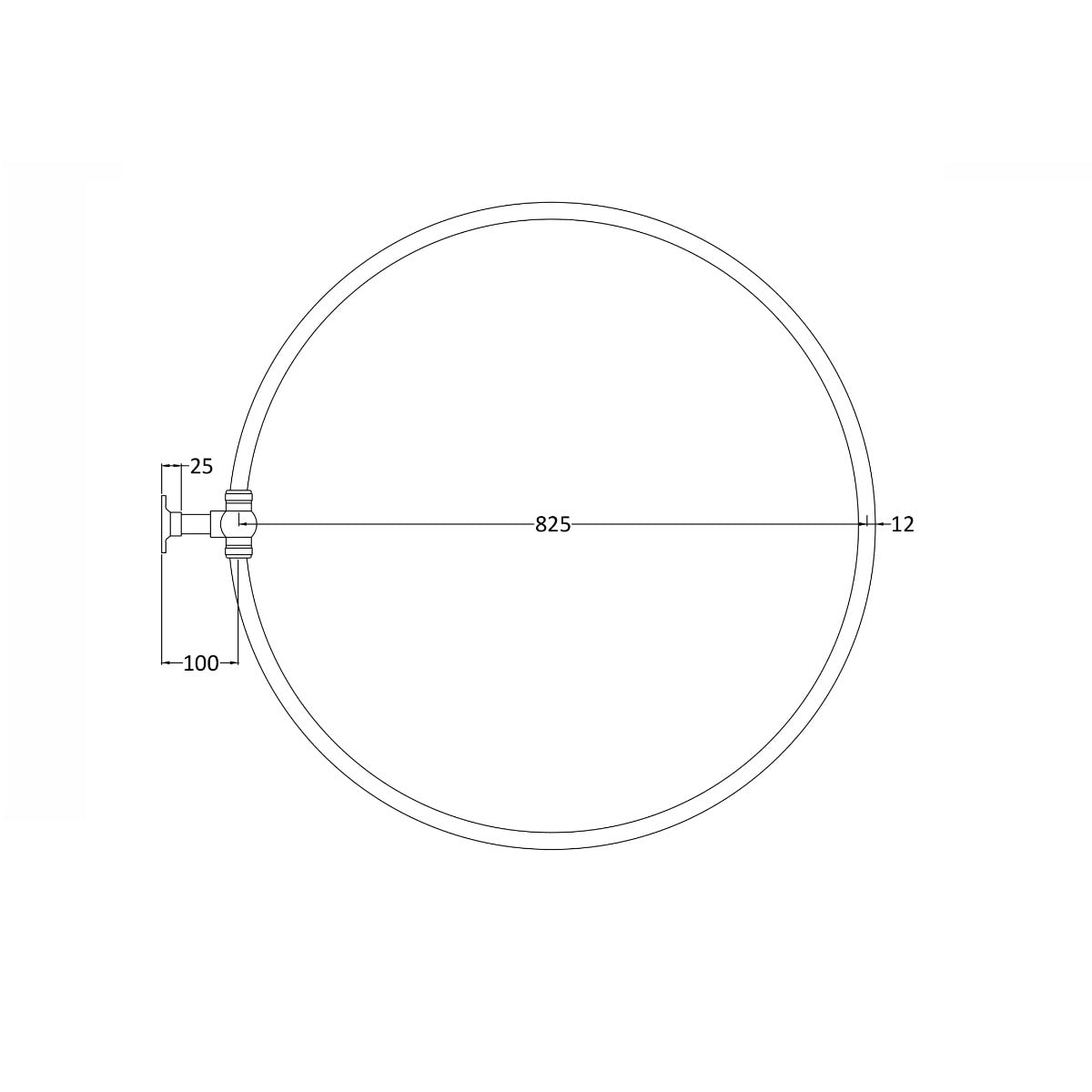 Fairford Hexam Wall Mounted Shower Curtain Ring, Chrome