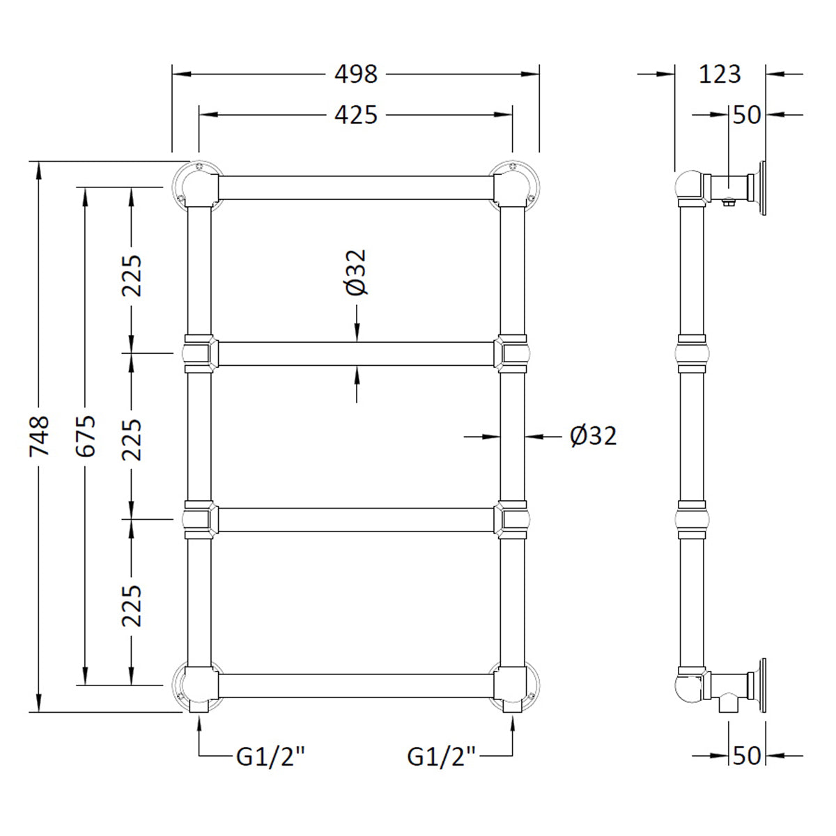 Fairford Winchester Wall Mounted 748 x 498mm Towel Rail