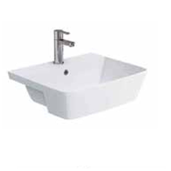 Fairford Lunar Semi Recessed Basin - 550mm Wide - White
