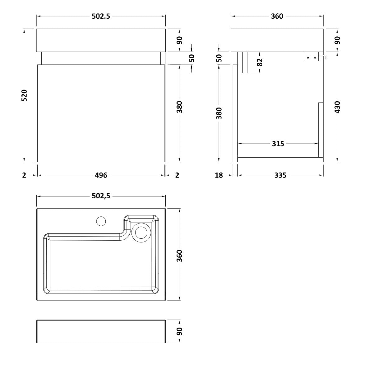 Fairford Malmo 500mm Nu Blue Wall Hung Vanity Unit