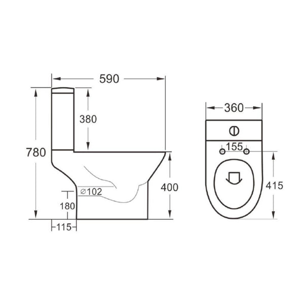 Fairford Paxton Rimless Open Back Close Coupled Toilet with Slim Soft Close Seat