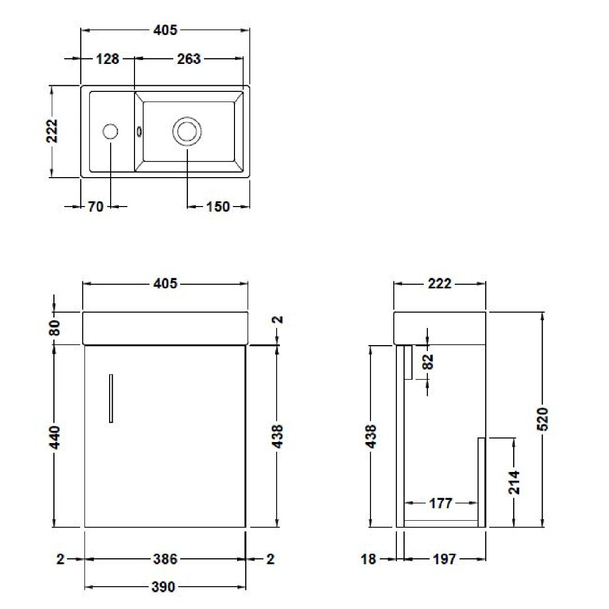 Fairford Minimalist 400mm Grey Avola Wall Hung Vanity Unit