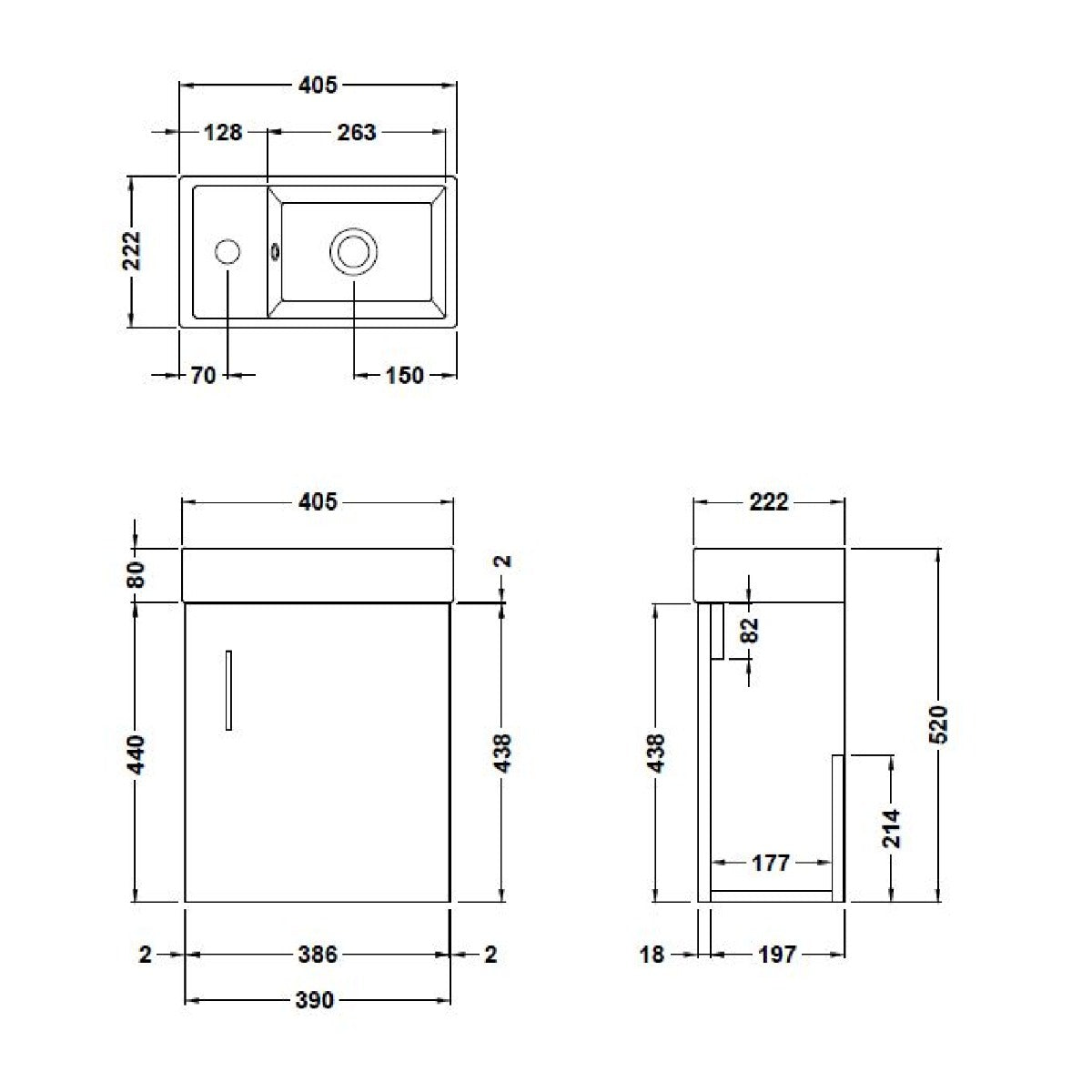 Fairford Minimalist 400mm Hacienda Black Wall Hung Vanity Unit