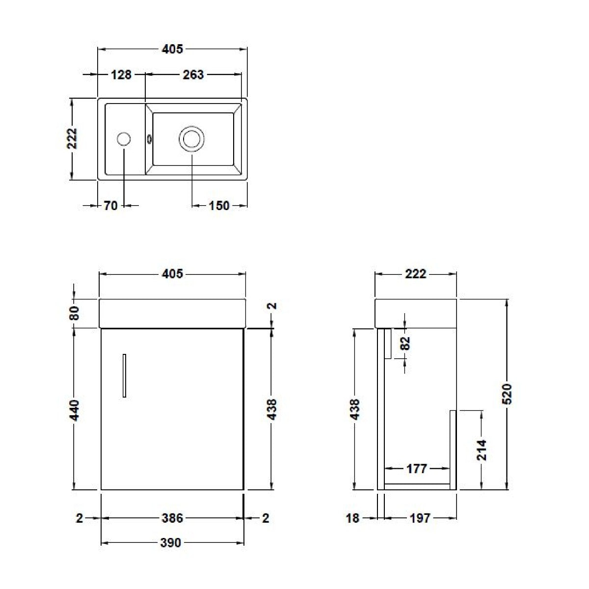 Fairford Minimalist 400mm Gloss Grey Wall Hung Vanity Unit