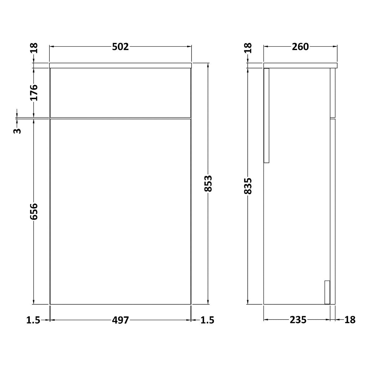Fairford Carnation 500mm Gloss Grey WC Unit