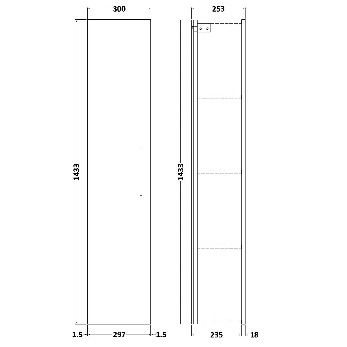 Fairford Aspri 2 300mm Light Gloss Grey Tall Unit