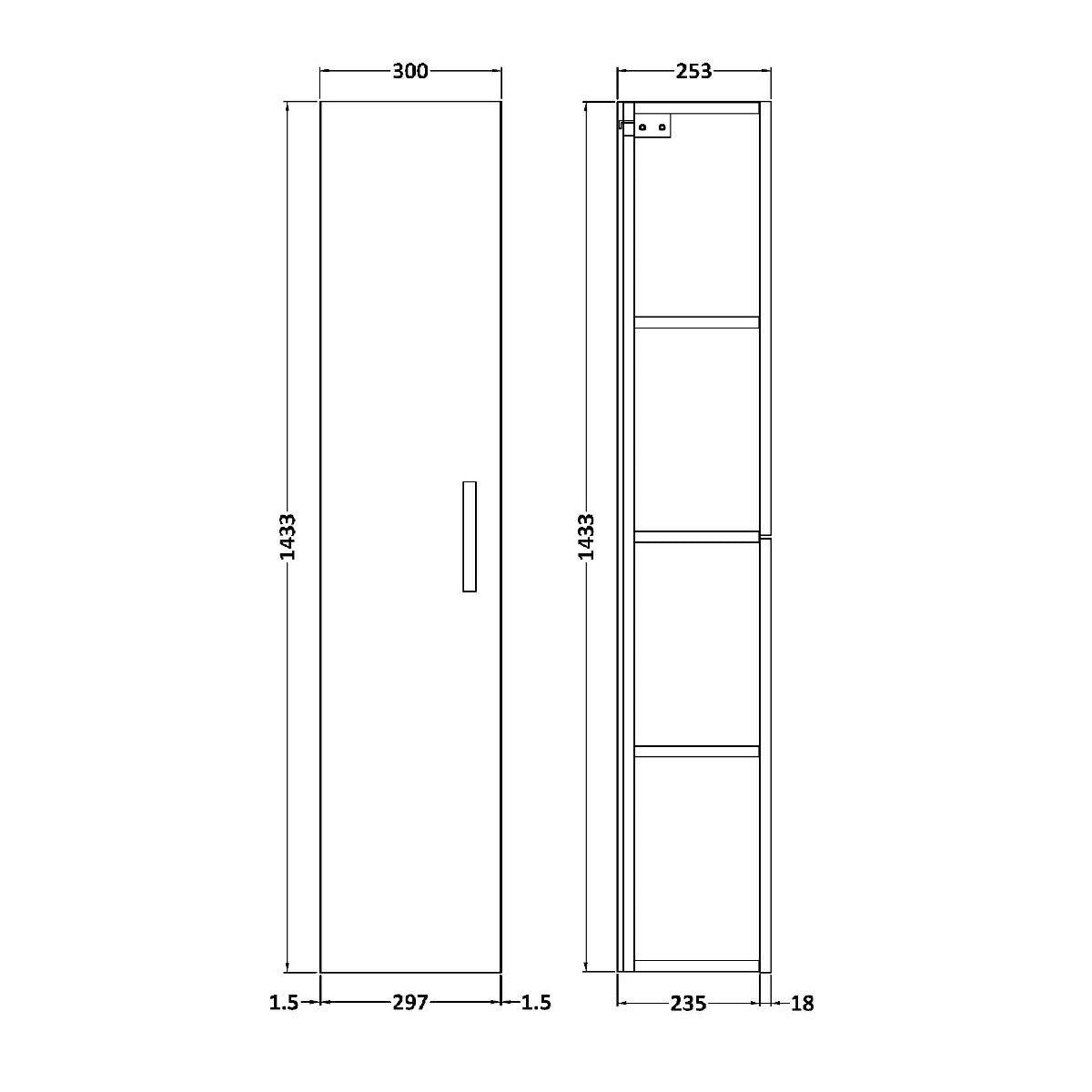 Fairford Aspri 2 300mm Gloss White Tall Unit