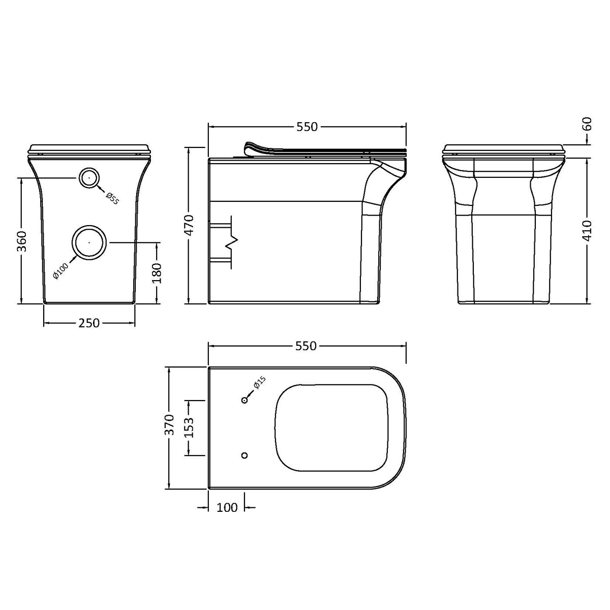 Fairford Grove Lip Back To Wall Toilet with Soft Close Seat