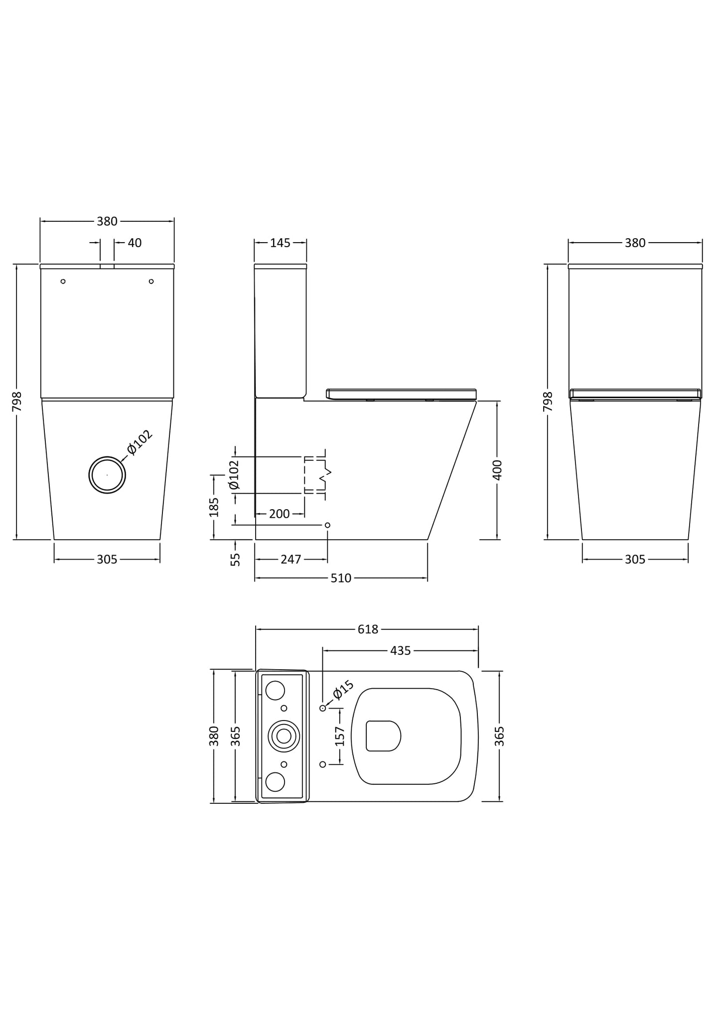 Fairford Grove Pure Back To Wall Toilet with Soft Close Seat