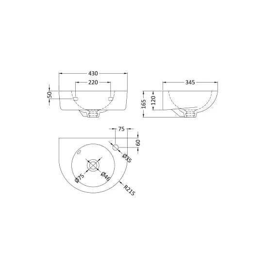 Fairford Lacus 450mm Wall Hung Basin