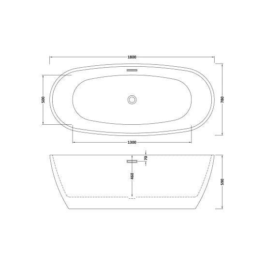 Fairford Palermo 1800 x 780 x 590mm Freestanding Bath