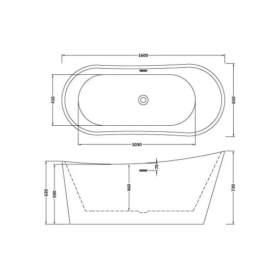 Fairford Verona 1600 x 750 x 720mm Freestanding Bath